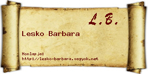 Lesko Barbara névjegykártya